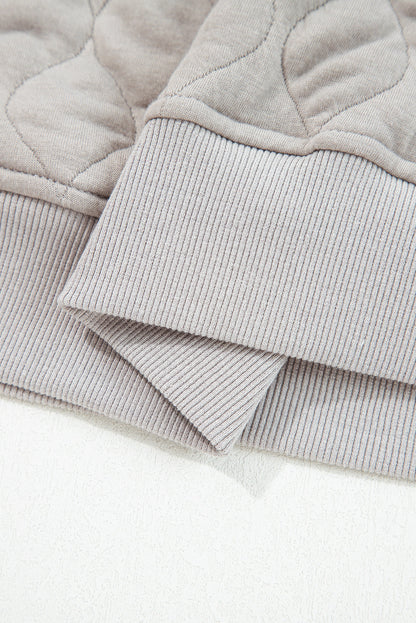 Threaded Pear Gray Quilted Quarter Zip Plus Size Hoodie