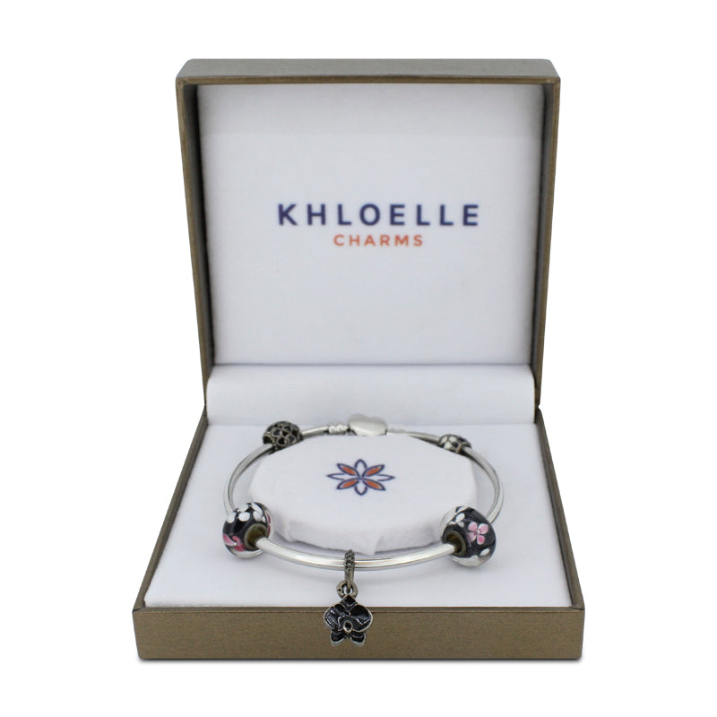 Charm Bangle Black Flowers Khloelle LM0070979