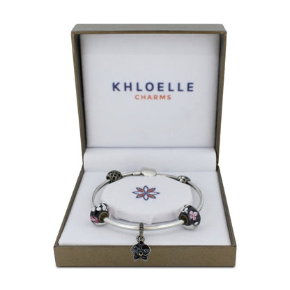 Charm Bangle Black Flowers Khloelle LM0070979