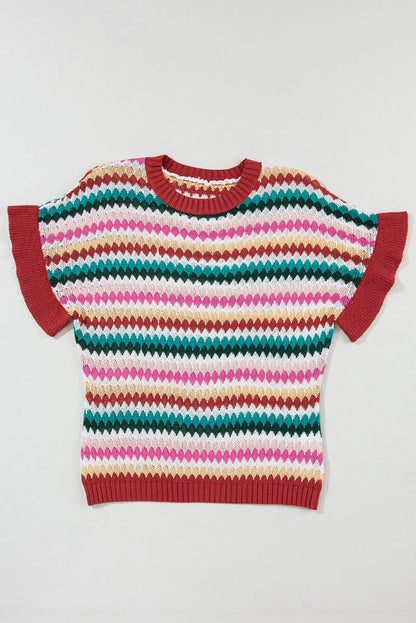 Threaded Pear Molly Sleeve Colorful Textured Sweater