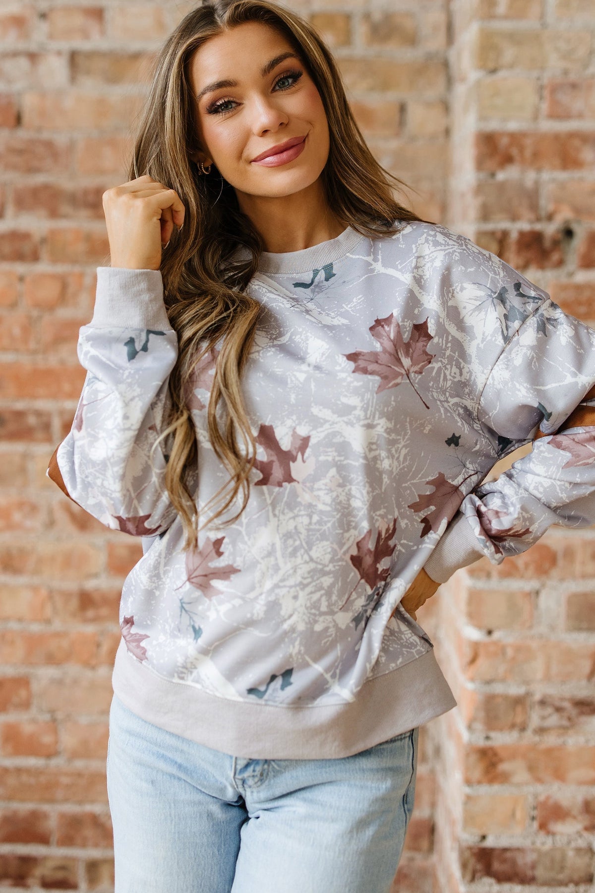Threaded Pear Salem Striped Sleeve Casual Sweatshirt