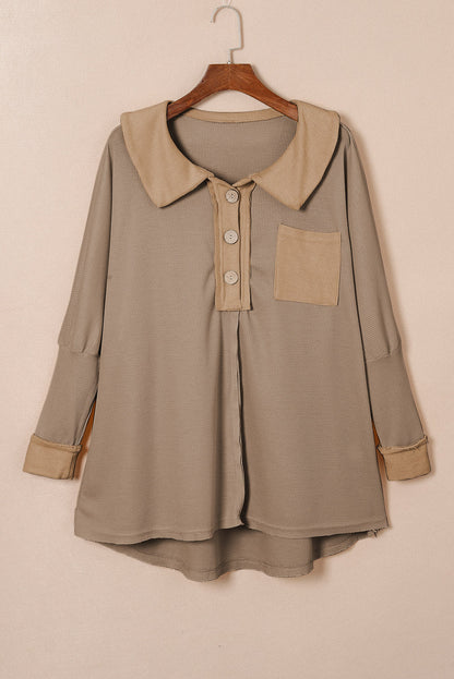 Threaded Pear Bianca Waffle Knit Long Sleeve Top