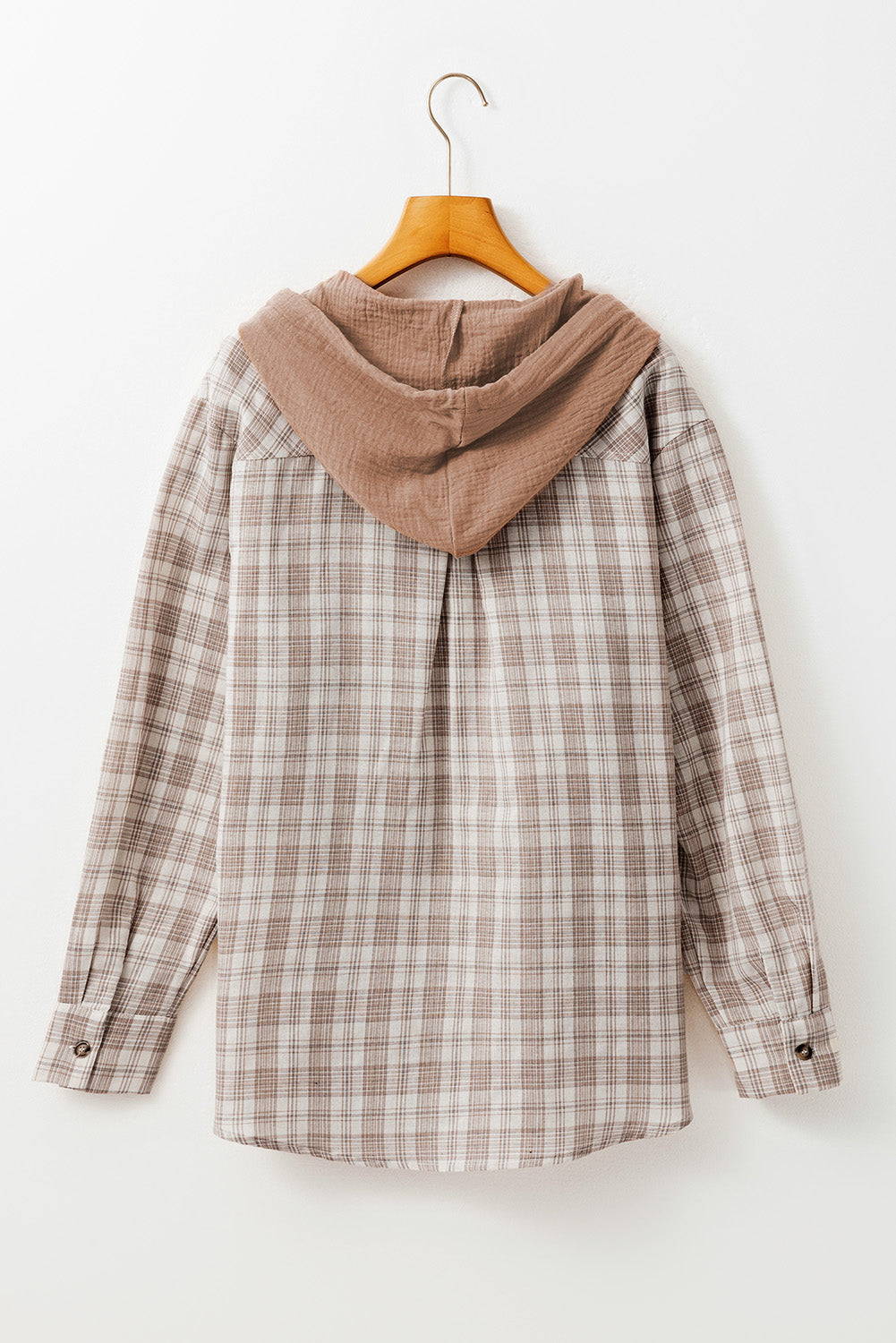 Threaded Pear Ariella Checkered Loose Fit Buttoned Hooded Shacket
