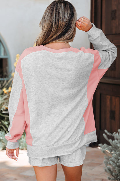 Threaded Pear Charlie Raw Hem Pullover and Casual Shorts Set