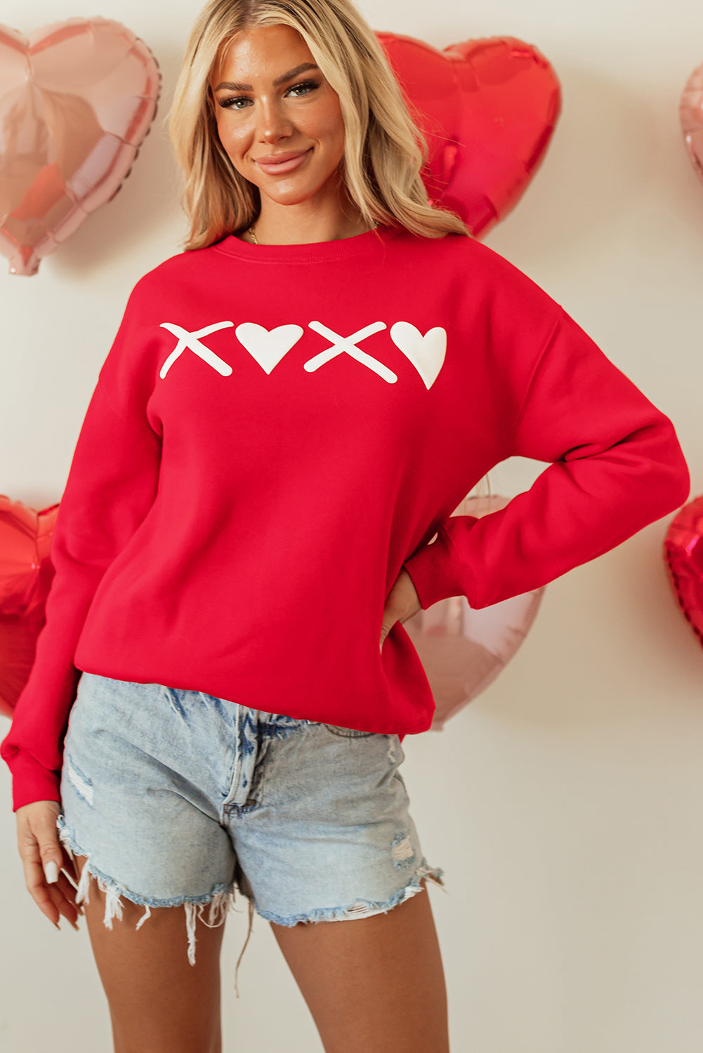 Threaded Pear Clementine Print Valentines Heart Sweatshirt
