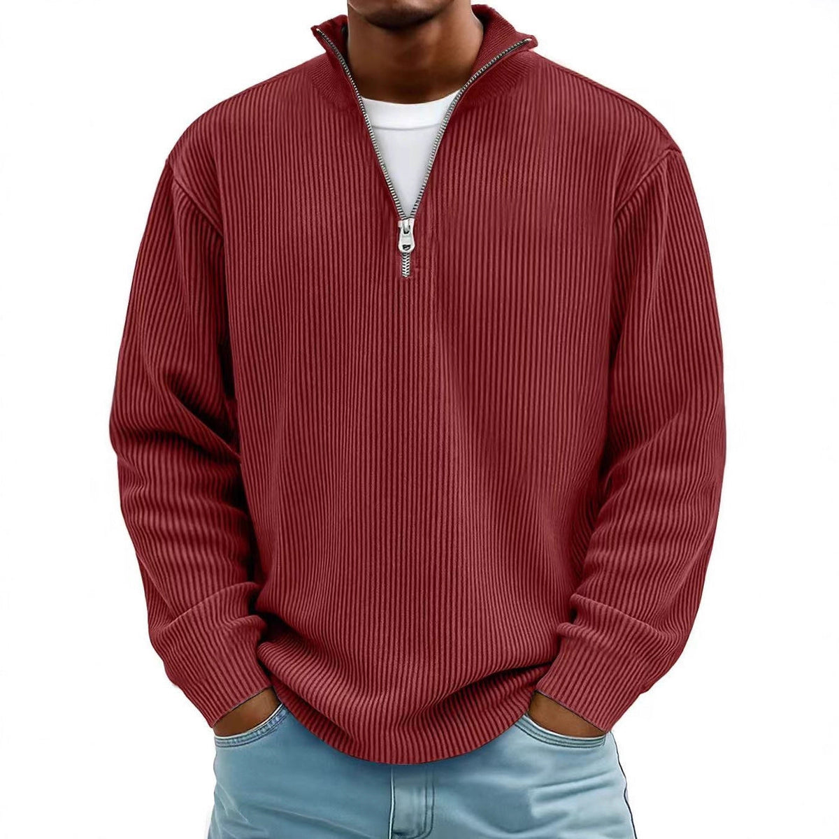 Men's Corduroy Zip Collar Sweatshirt