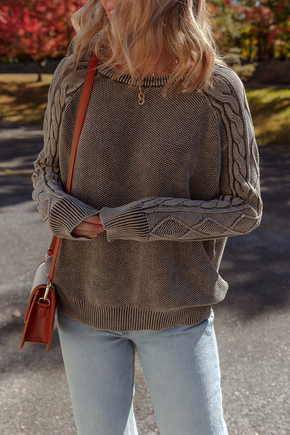 Threaded Pear Aria Knit Sleeve Casual Sweater