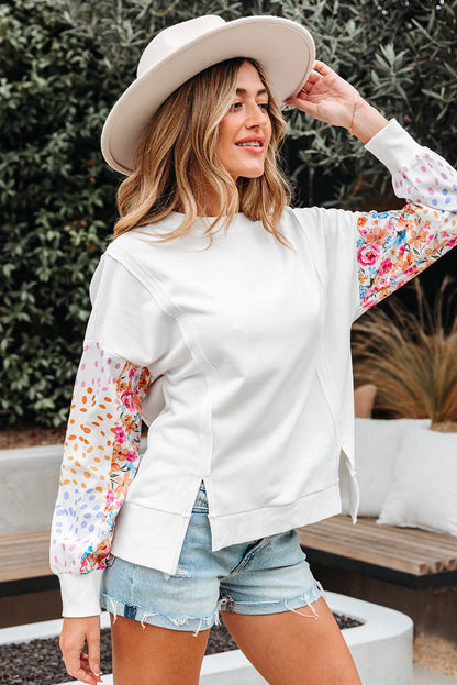 Threaded Pear Raelynn Floral Patchwork Casual Sweatshirt