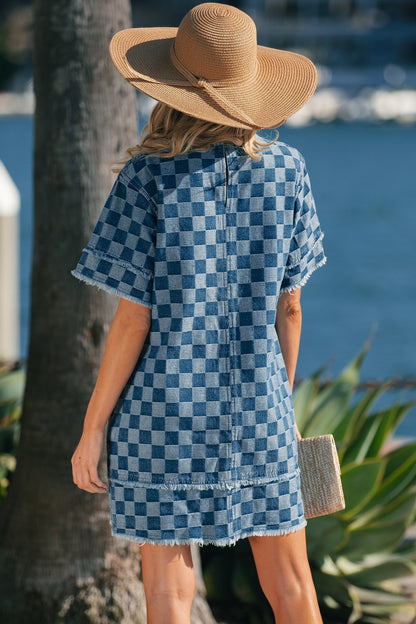 Threaded Pear Jessie Hem Checkered Mini Dress