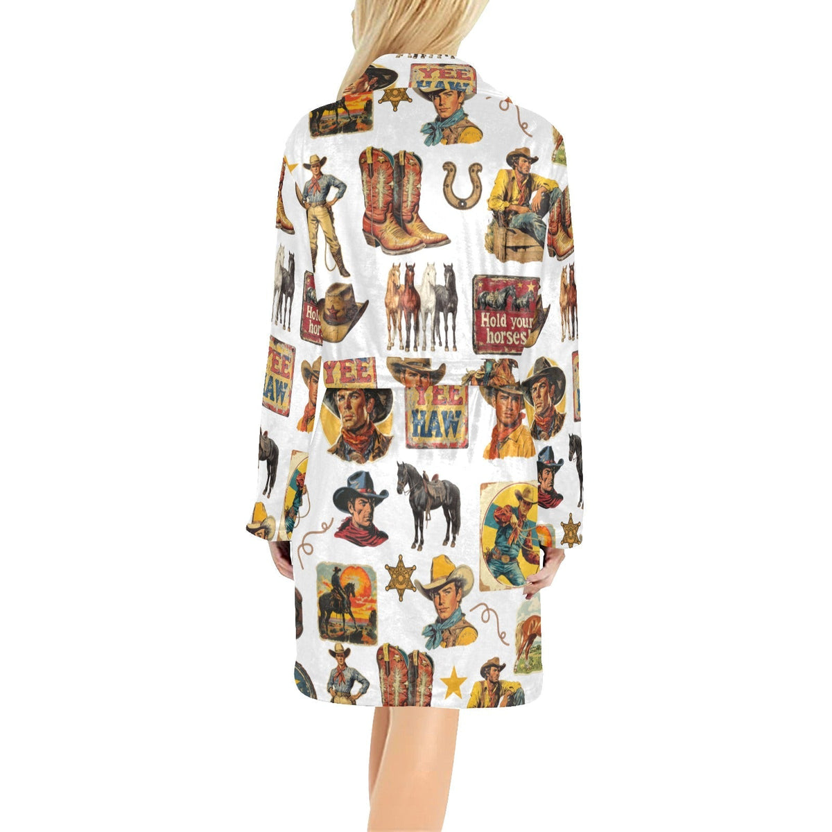Baha Ranch Vintage Cowboy Collage Western Women's Robe