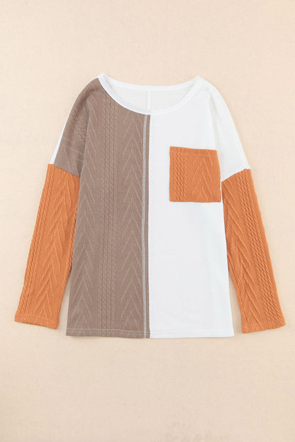 Threaded Pear Emily Textured Knit top Long Sleeve Top