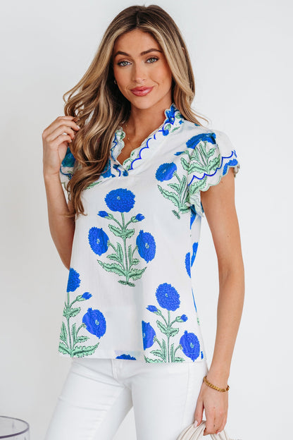 Threaded Pear Raegan Detail Short Sleeve Blouse