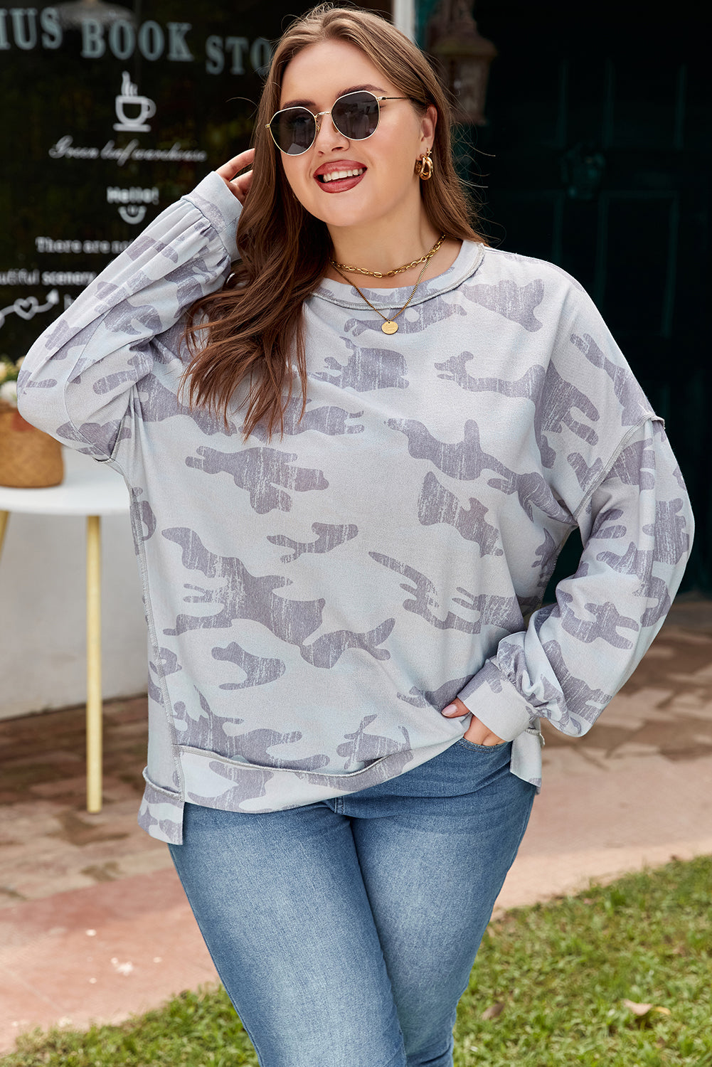 Threaded Pear Sophia Multicolour Print Plus Sweatshirt