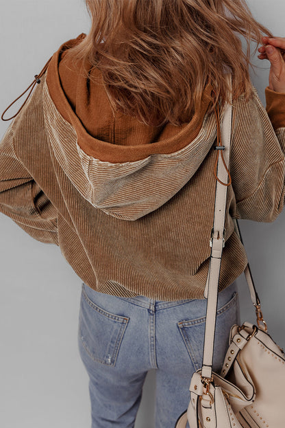 Threaded Pear Abigail Kangaroo Drawstring Corduroy Hoodie