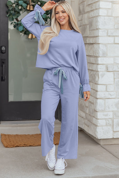 Threaded Pear Rory Beau Flounce Long Sleeve Lounge Set