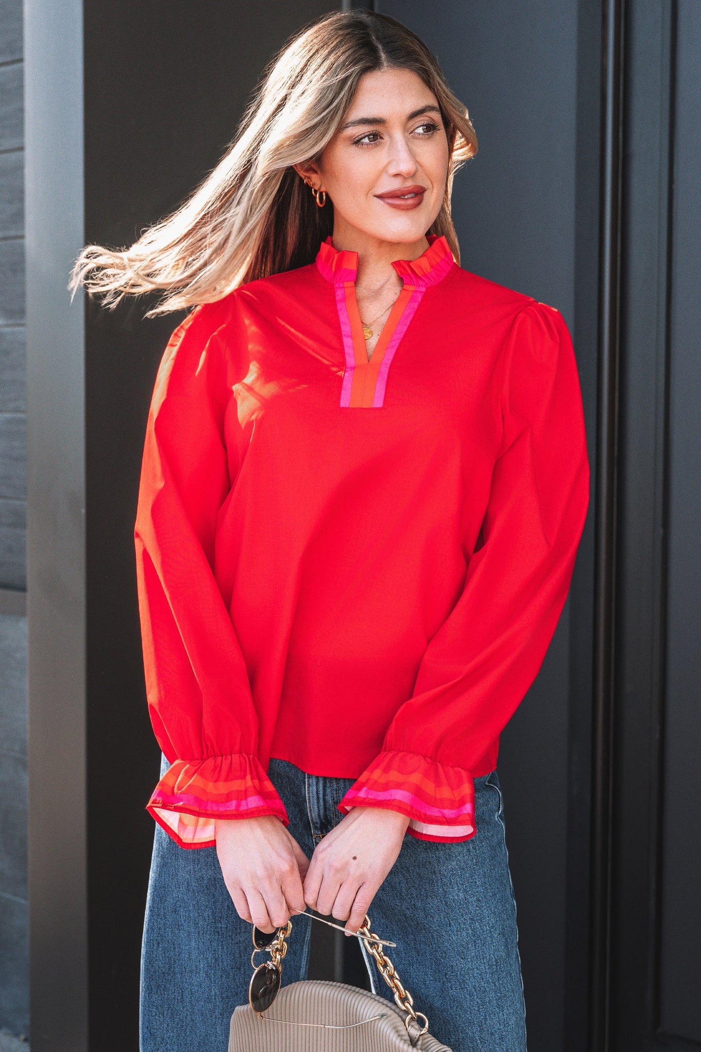 Threaded Pear Celine Long Sleeve Blouse Long Sleeve Top