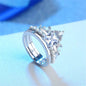 Crystal & Pearl Silvertone Princess-Cut Ring & Band Set