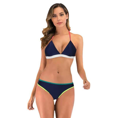 Sexy Bikini With Small Colorful Stripes For Women Thong Swimwear