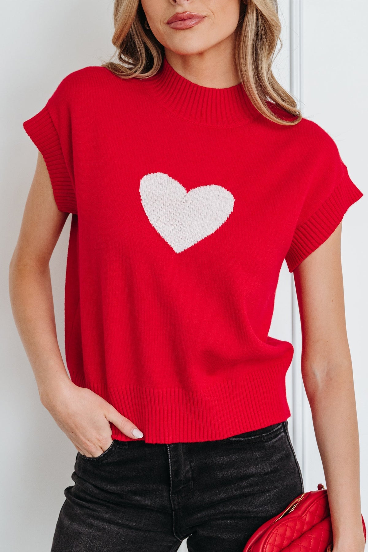 Threaded Pear Genevieve Cropped Short Sleeve Sweater