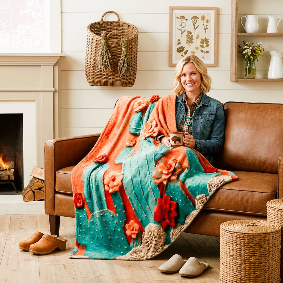 Beautiful Cactus 60x80 Throw Blanket Made in USA