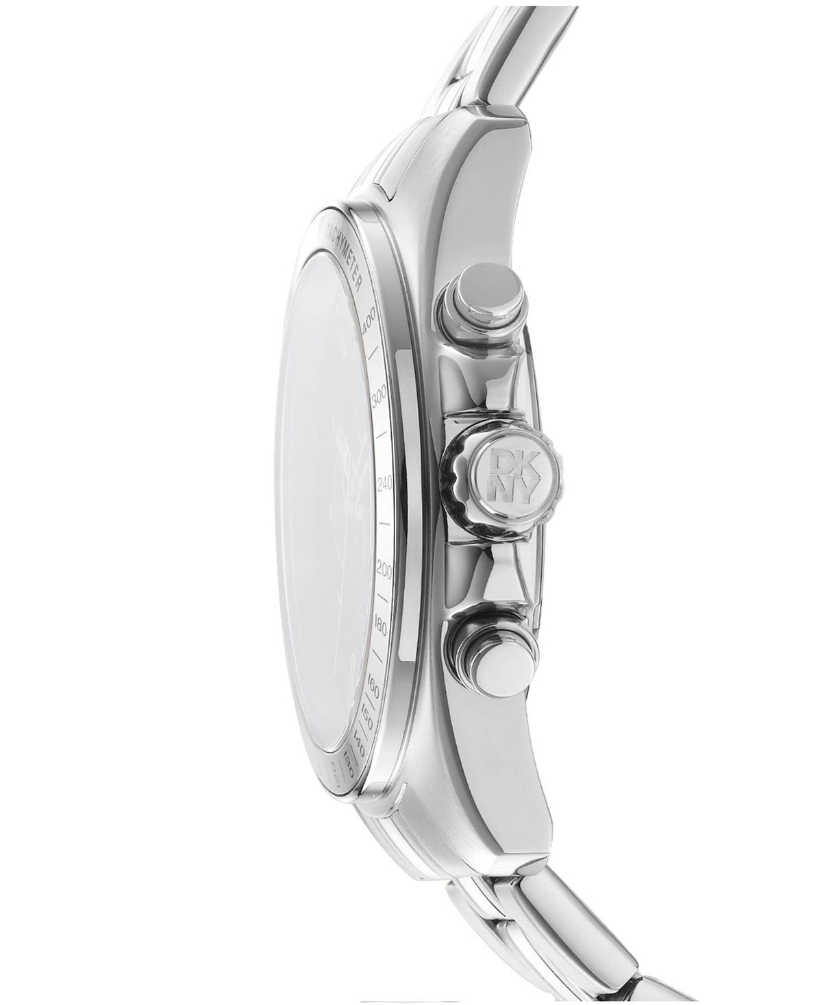 Dkny Men Watch, Silver Color Case, Black Dial, Stainless Steel Metal Bracelet, Chronograph, 10 Atm