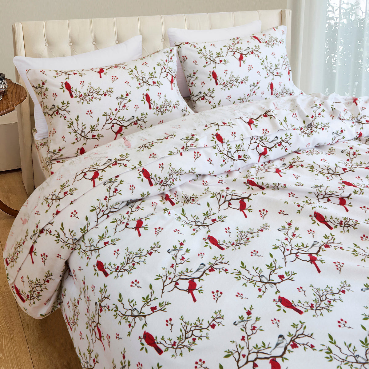Elegant Comfort 4-Piece Holiday Cotton Flannel Sheet Set - 100% Turkish Cotton