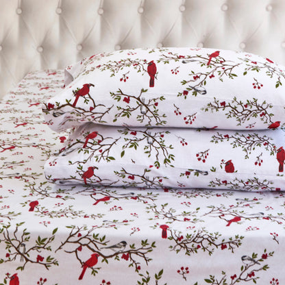 Elegant Comfort 4-Piece Holiday Cotton Flannel Sheet Set - 100% Turkish Cotton