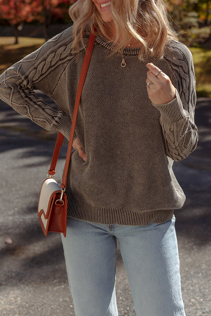 Threaded Pear Aria Knit Sleeve Casual Sweater