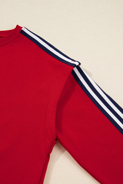 Threaded Pear Seramya Striped Detail Varsity Sweatshirt