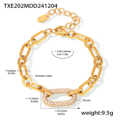 Titanium Steel Zircon Jewelry Set | Micro-Pave Zirconia Clavicle Necklace & Bracelet | Luxury Stainless Steel Jewelry Suit for Women | Trendy Minimalist Sparkle Accessory Set | 2026 High-Fashion Tarnish-Free Jewelry