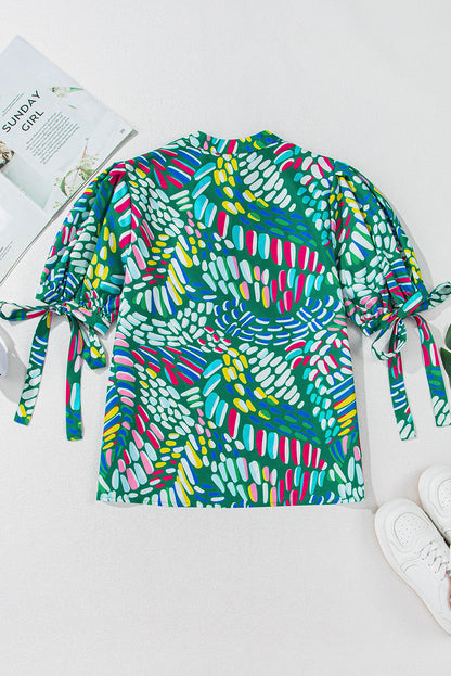Threaded Pear Ellianna Geometric Puff Sleeve Blouse