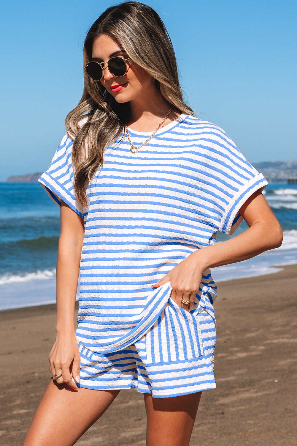 Threaded Pear Madalyn Knitted Short Sleeve Top