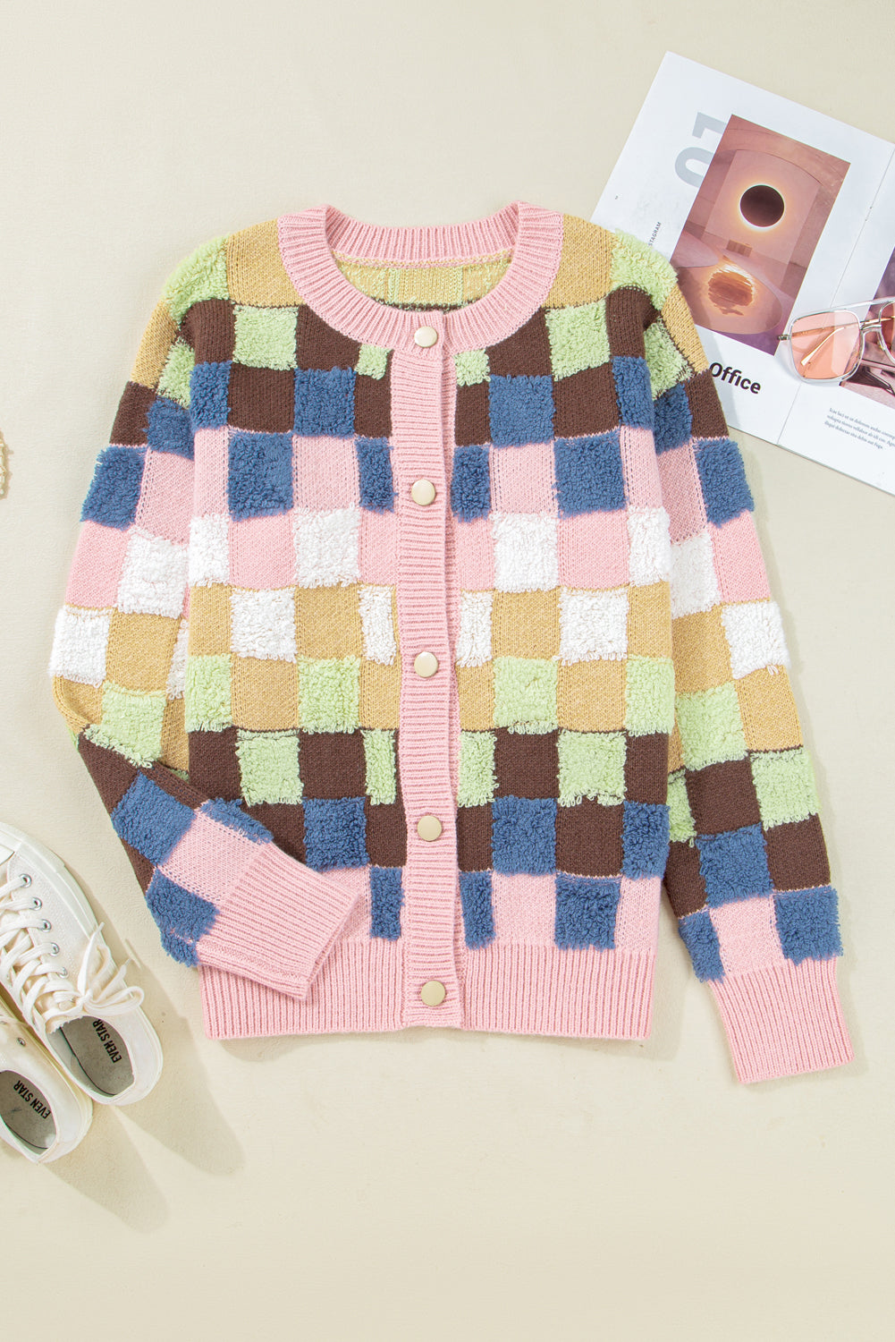 Threaded Pear Kiara Pattern Front Cardigan Sweater