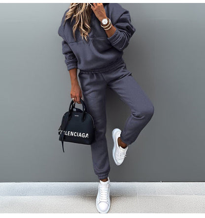 Women’s New Hooded Sweatshirt & Joggers Sports Suit | Elegant 2-Piece Slim-Fit Tracksuit | Trendy Long Sleeve Hoodie & Sweatpants Set | High-Sense Activewear Lounge Set | 2026 Urban Sportswear Collection