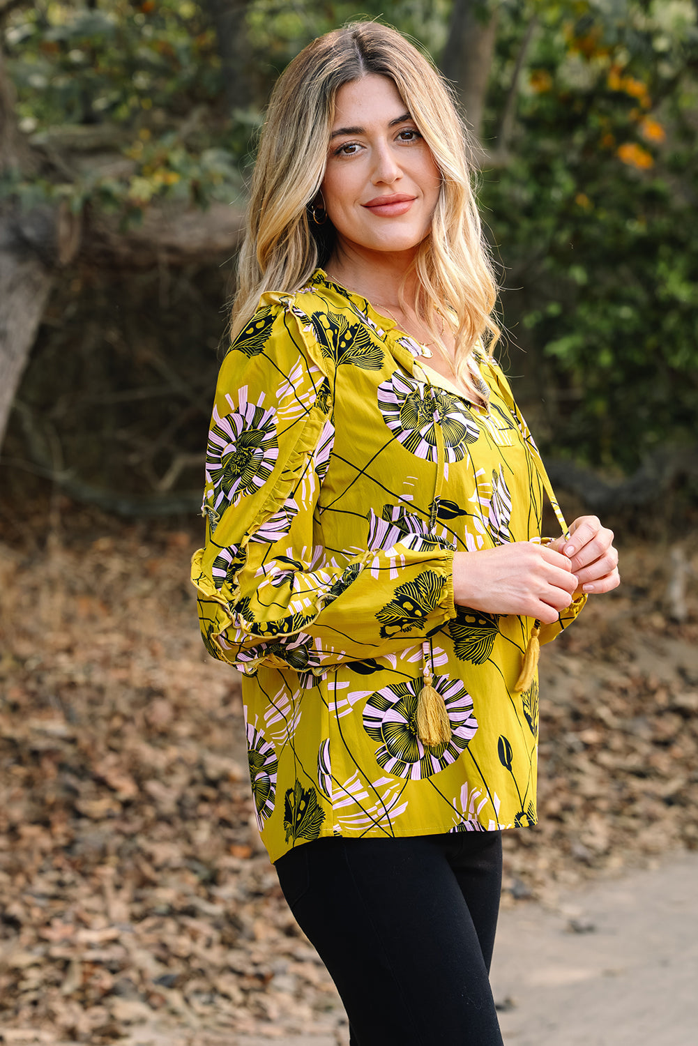 Threaded Pear Emilena Long Sleeve Blouse Long Sleeve Top