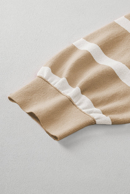 Threaded Pear Jream Stripe Colorblock Oversized Sweater