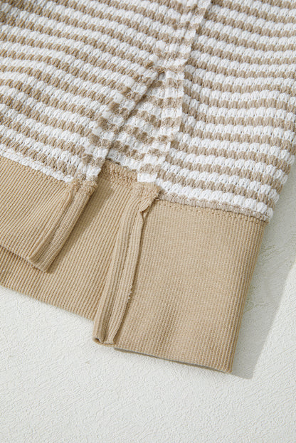 Threaded Pear Vanessa Knit Ribbed Trim Long Sleeve PLUS Top