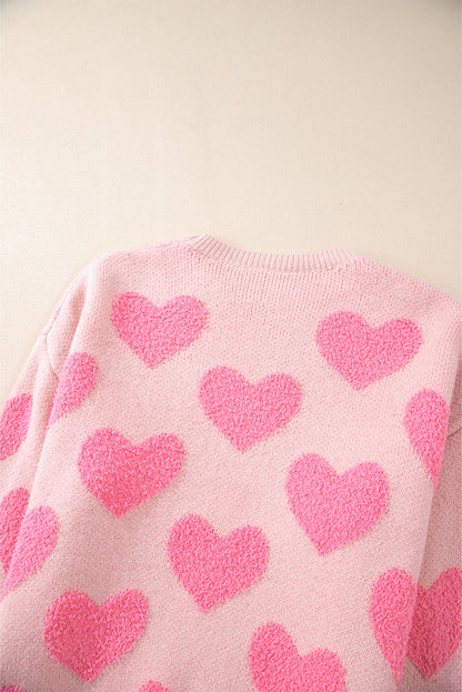 Threaded Pear Cali Heart Jacquard Knit Sweater