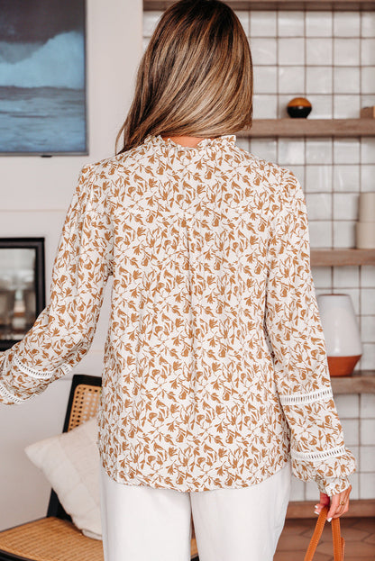 Threaded Pear Melanie Lace Floral Puff Sleeve Top