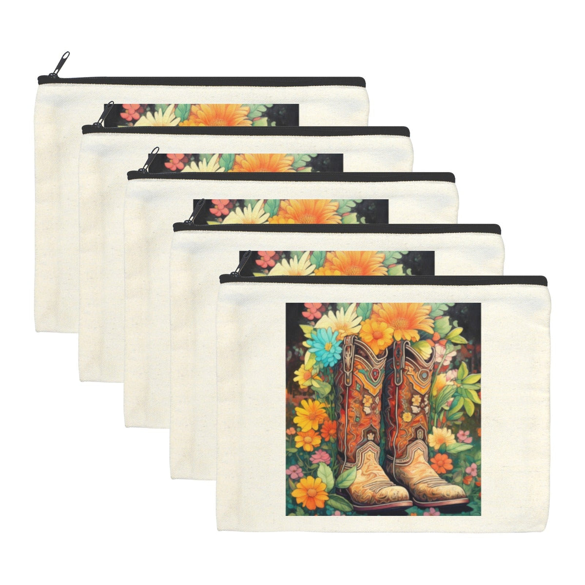 Floral Cowboy Boots Cosmetic Bag  Pack of 5 Made in America