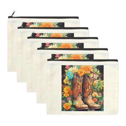 Floral Cowboy Boots Cosmetic Bag  Pack of 5 Made in America