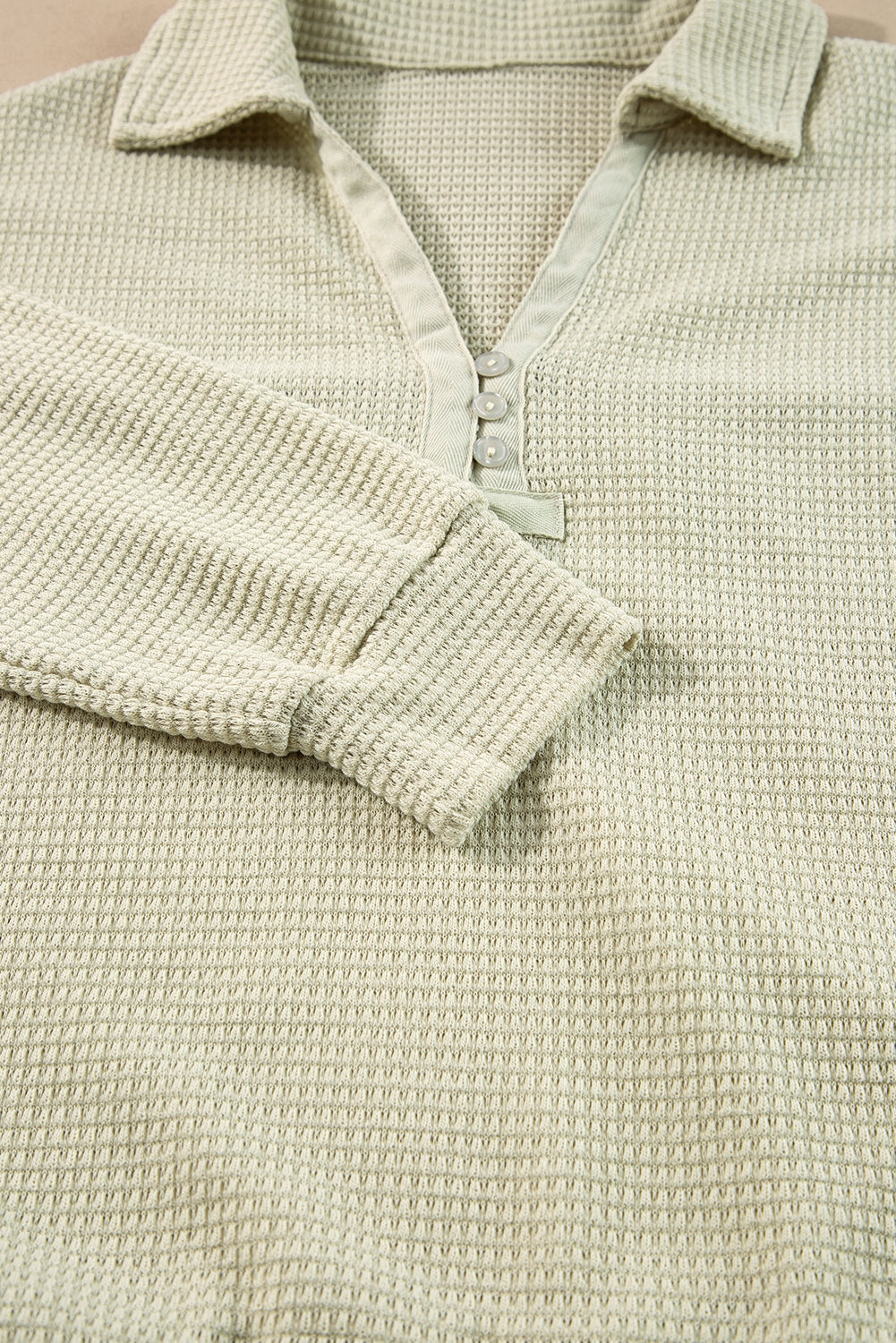 Threaded Pear Dulce Parchment Textured Long Sleeve Lounge Set