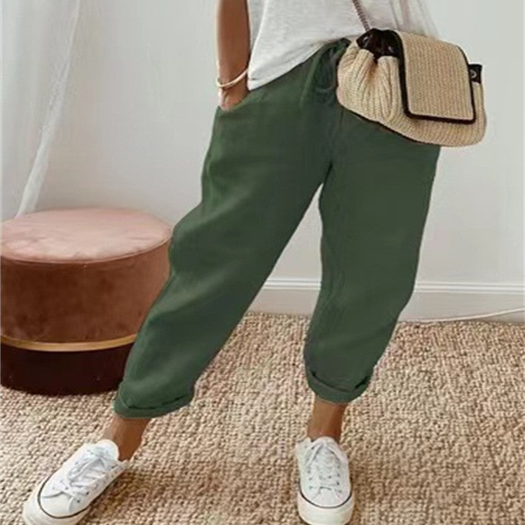Women’s Premium Cotton-Linen Casual Pants | Breathable Solid Color Trousers | Elegant Relaxed Fit Summer Pants | Trendy Minimalist High-Rise Bottoms | 2026 Sustainable Fashion Collection
