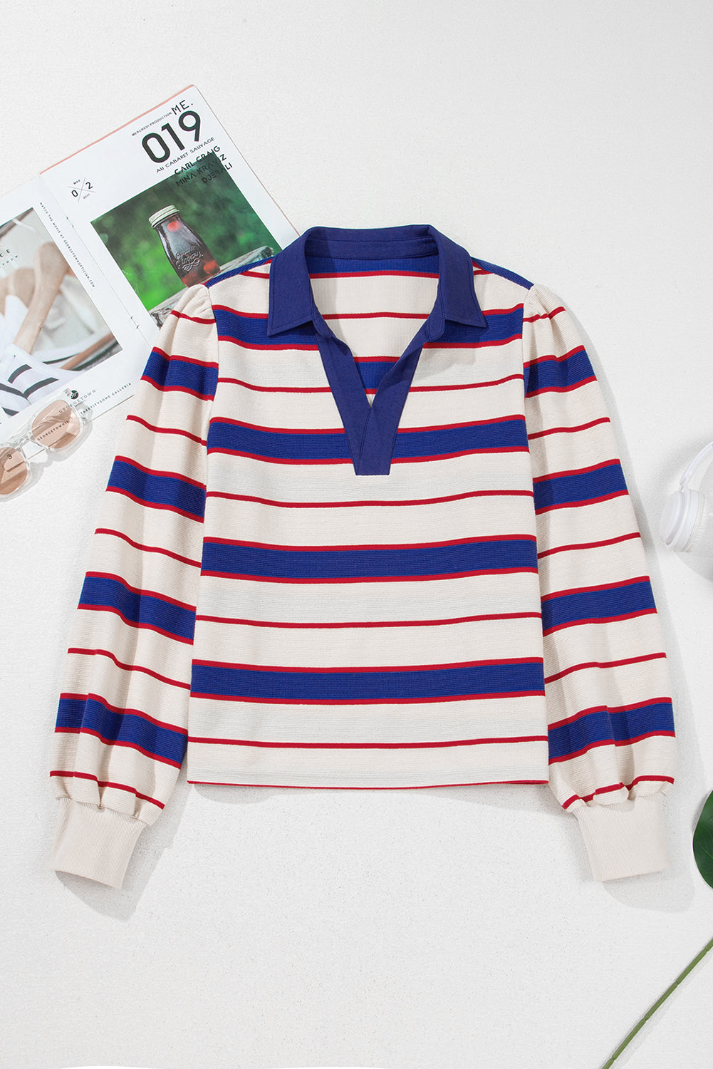 Threaded Pear Genesis Stripe Polo Pullover Sweatshirt