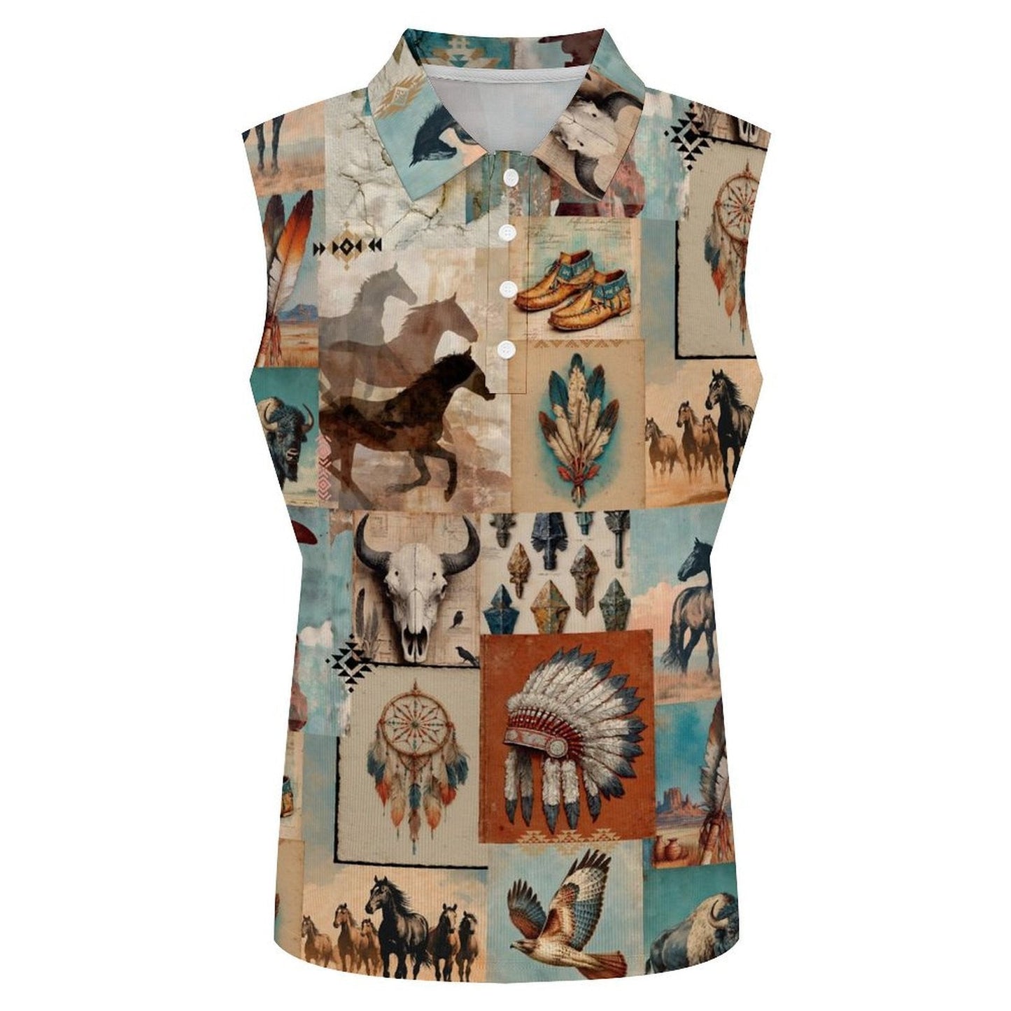Bohemian Dreams Sleeveless Polo Tank Top