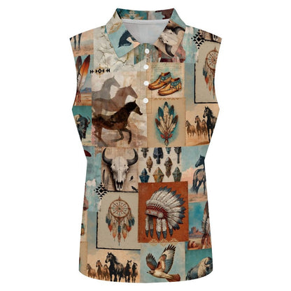 Bohemian Dreams Sleeveless Polo Tank Top