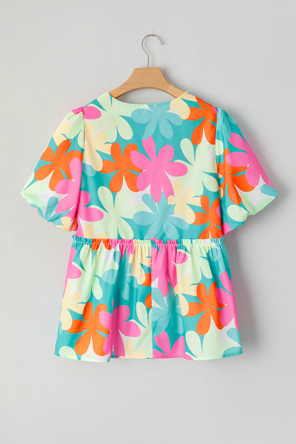 Threaded Pear Kathryn Bubble Sleeve Peplum Blouse