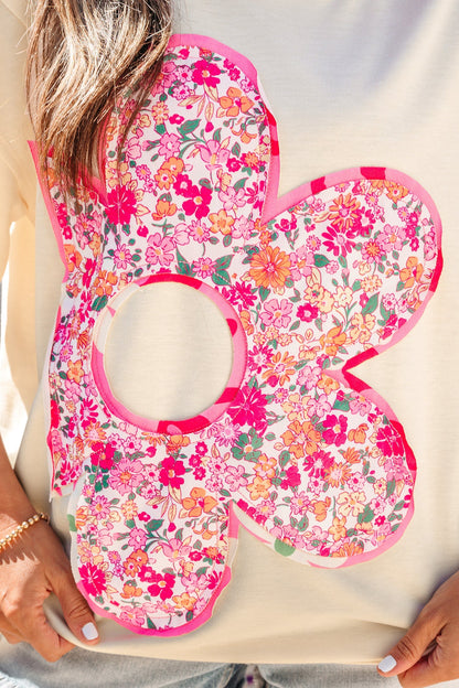 Threaded Pear Poppy Big Flower Oversize Tee