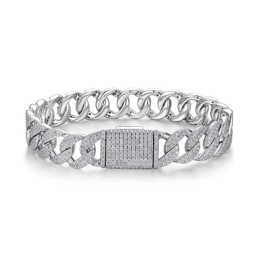 S925 Sterling Silver Moissanite Bracelet | High-Sense Platinum Plated Tennis Bracelet | Trendy Minimalist Luxury Moissanite Wristlet | Luxury-Label Statuesque Radiant Jewelry | 2026 High-Fashion Emerald-Luxe Essential