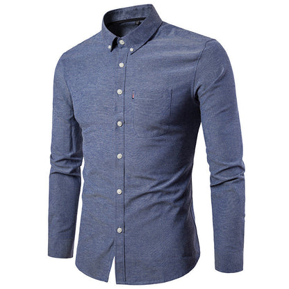 Men’s Korean Style Slim Fit Dress Shirt | Premium Long Sleeve K-Fashion Formal Shirt | Minimalist Tailored Men’s Professional Clothes